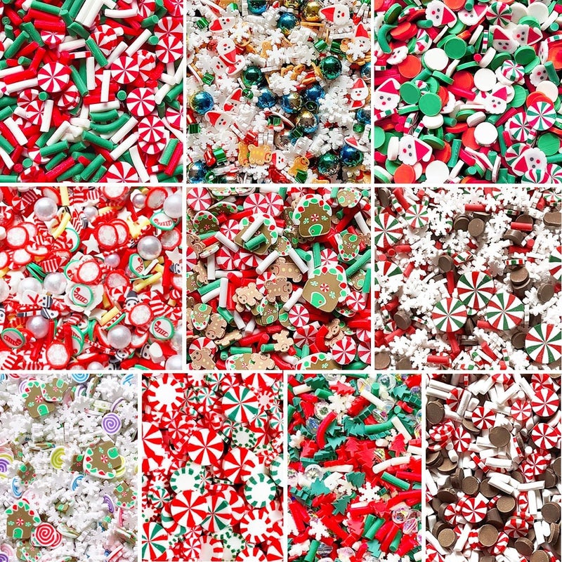 EHOPE Fake Sprinkles Fake Christmas Sprinkles Fake Candy Sprinkles Polymer Clay Sprinkles Polymer Sprinkles Christmas Polymer Clay Slices for Nail Art DIY Crafts Cake Phone（Christmas-120g-10 Styles） - Image 1